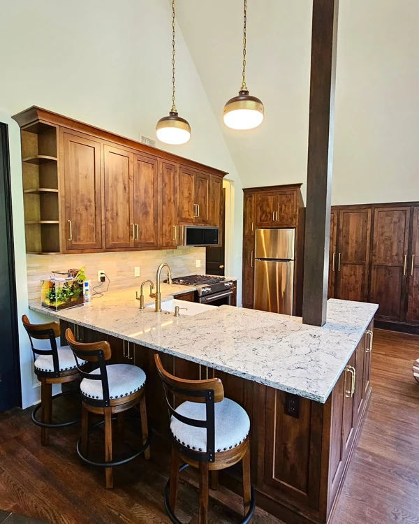 Marble Countertop With Wood Seating