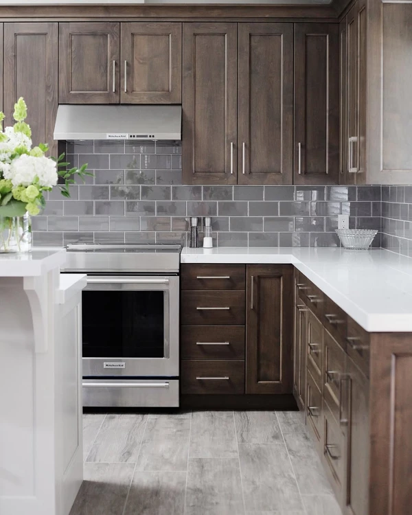 Dark Alder With Gray Subway Tile