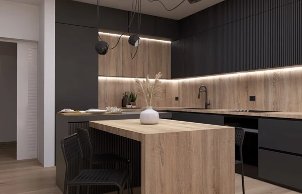 black and wood kitchen ideas