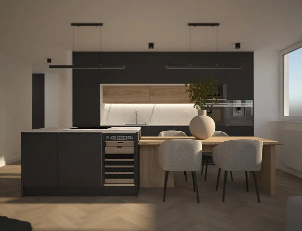 Dark Kitchen, Airy Dining