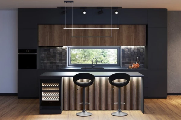 black and wood kitchen ideas