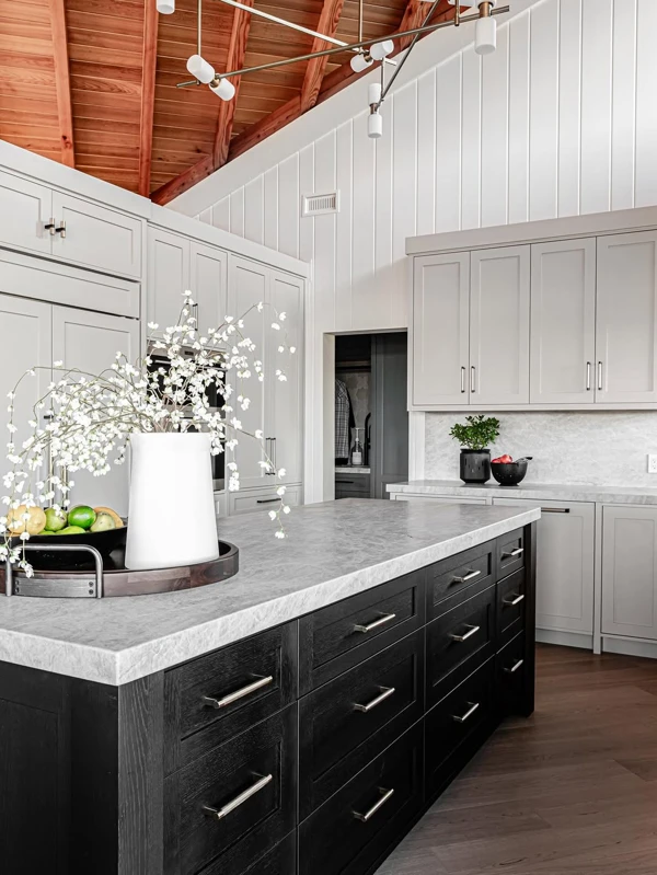 white oak black kitchen