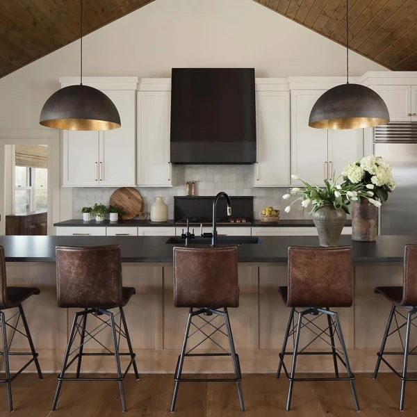 white oak black kitchen