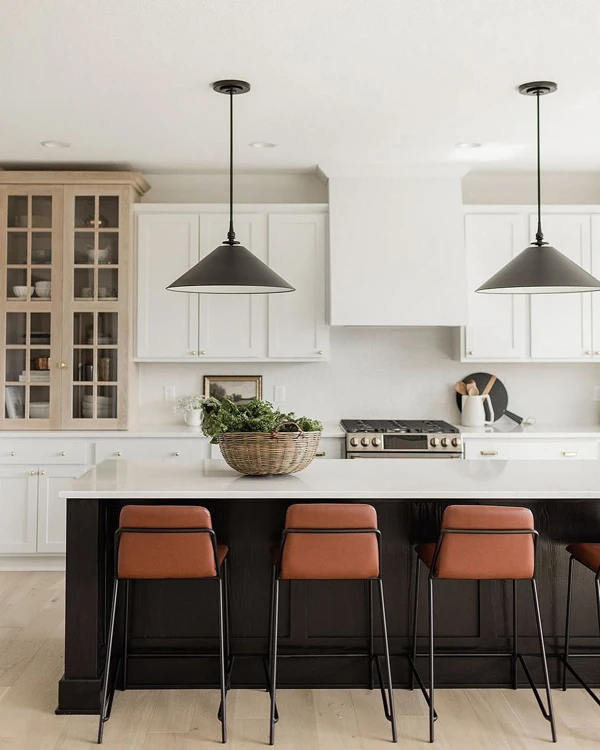white oak black kitchen