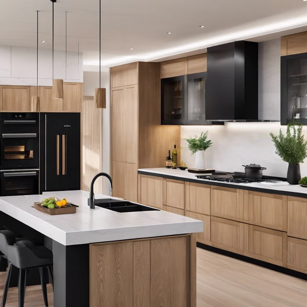 Minimalist Oak Meets Modern Black