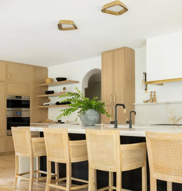 white oak black kitchen