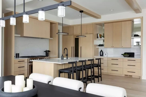 white oak black kitchen