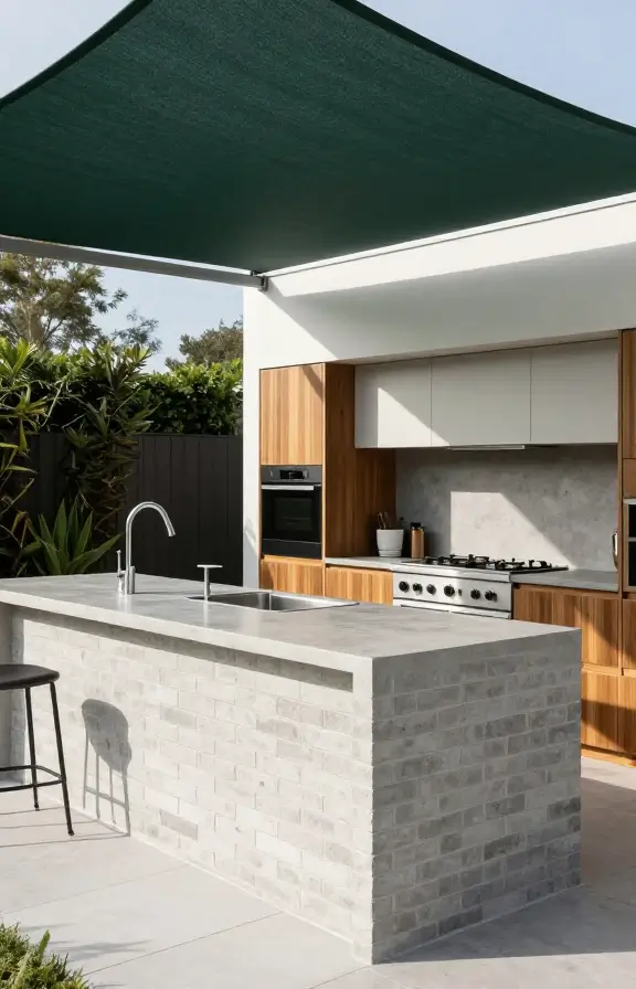 brick and wood outdoor kitchen 5
