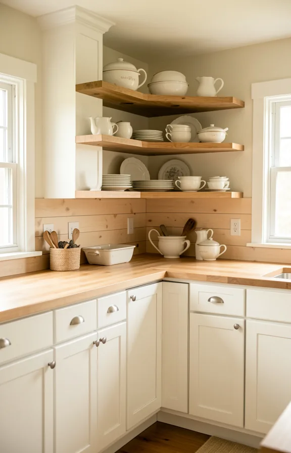 light oak shiplap style peel and stick tiles on backsplash