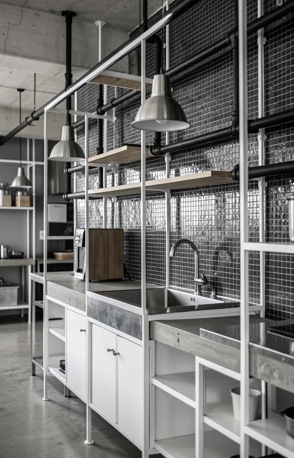 dark gray metallic mosaic peel and stick tiles as backsplash