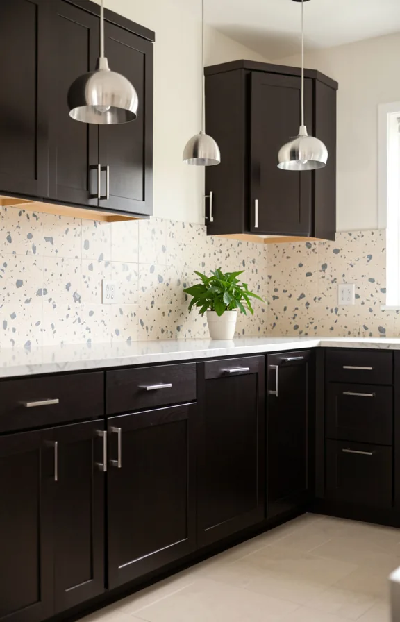 Entire kitchen with dark espresso cabinets