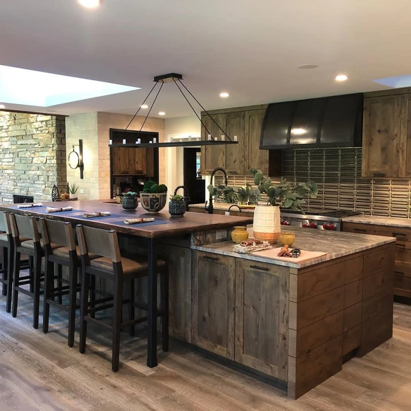 Dual Islands Create Rustic Appeal
