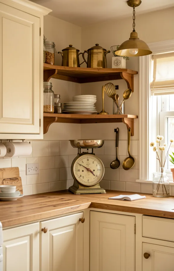 Vintage kitchen with cream cabinets
