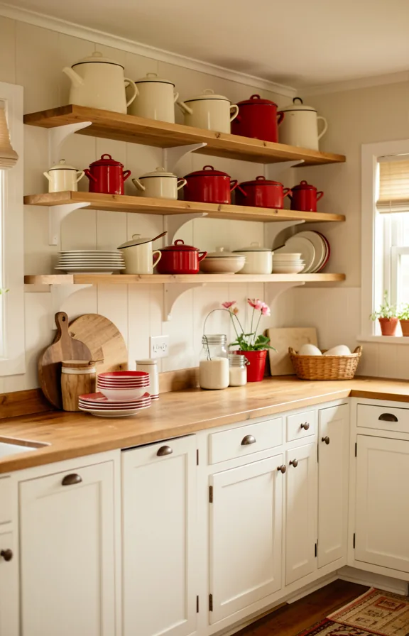 Farmhouse kitchen with white painted cabinets