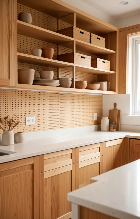 Shaker style kitchen with natural cherry cabinets