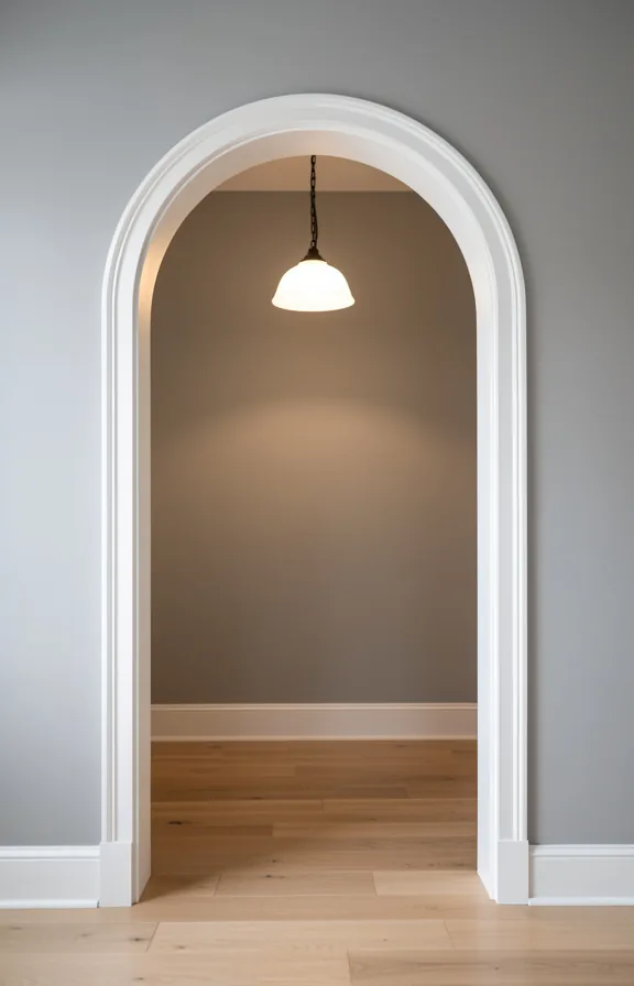 Small passage with graceful arched doorway creating architectural focal point