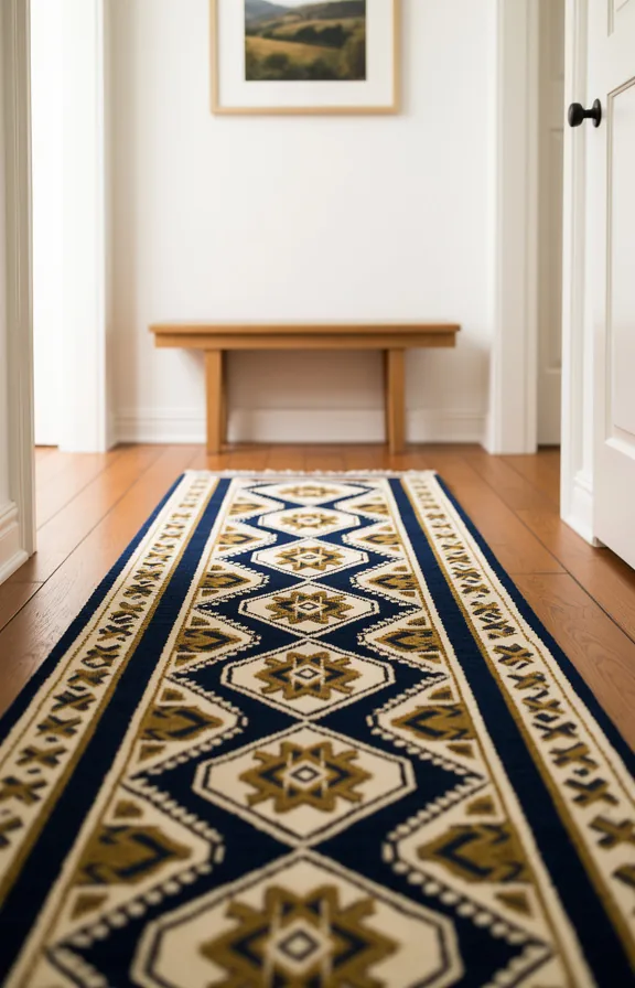 cream, and gold, wooden floorboards visible on sides
