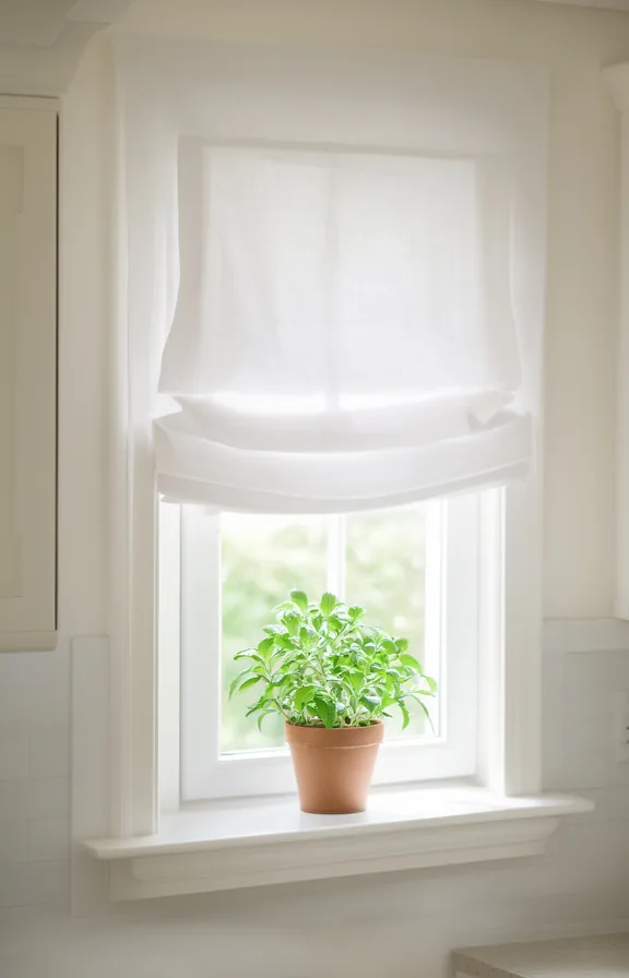 fabric gathered cleanly, bright natural light filtering through