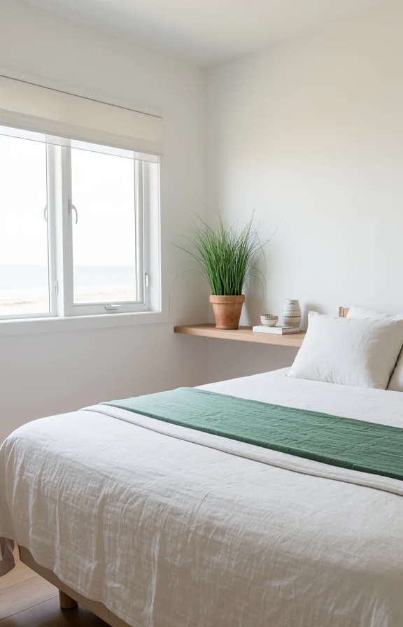soft white walls, natural window light, minimalist furnishings