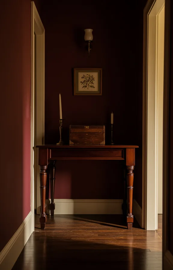 brass candlesticks and vintage wooden box atop surface