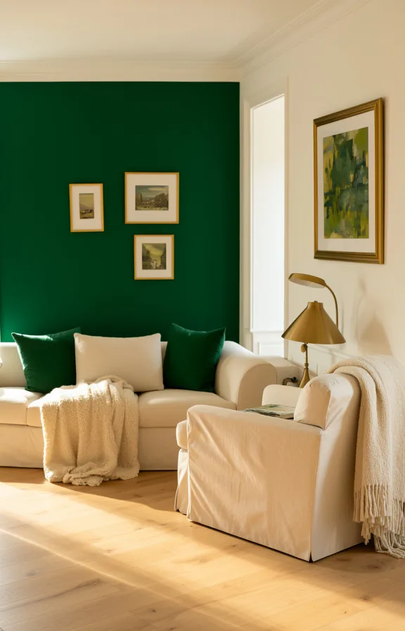 Medium shot living room with white walls, light wood floors