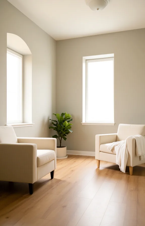 white ceiling with simple fixture, light wood flooring