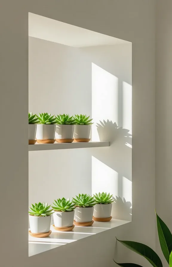 Vertical medium shot shallow balcony niche recess. narrow