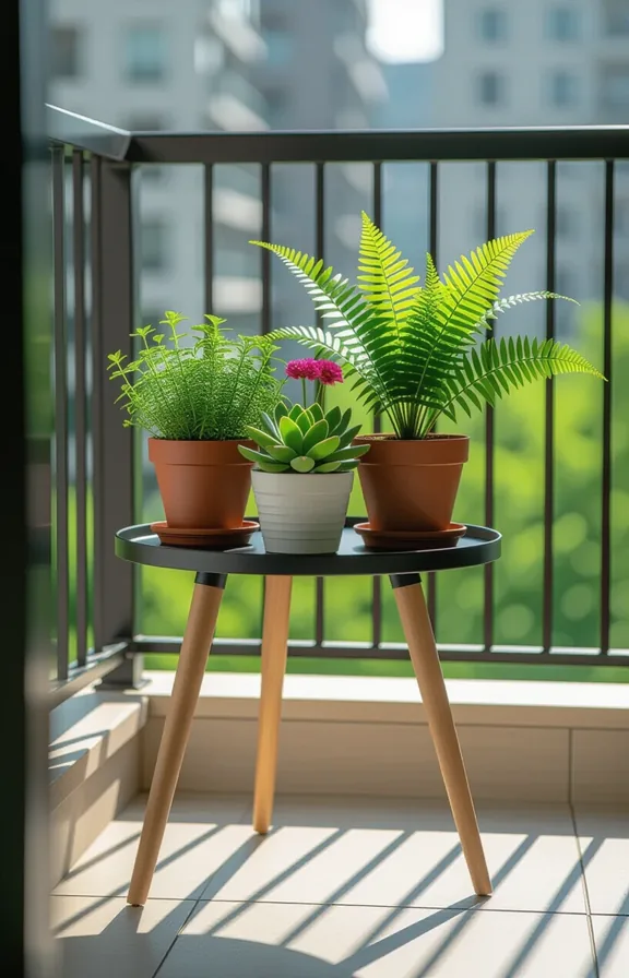 Vertical small side table balcony. The table entirely