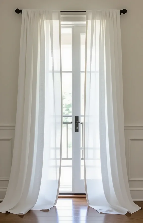 Vertical 3/4 shot balcony doorway. simple tension rod