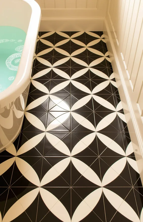 medium shot from standing eye-level perspective bathroom floor.