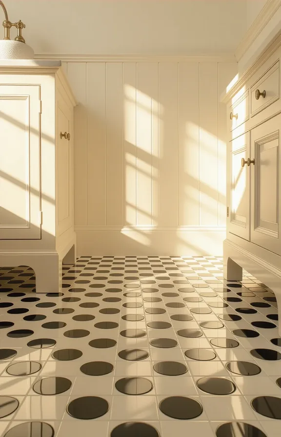 medium shot from eye-level perspective bathroom floor. The