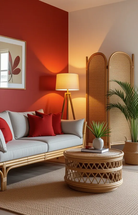 compact rental living room featuring single accent wall