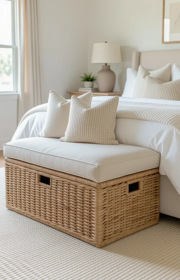Three-quarters view the foot bed featuring large basketweave