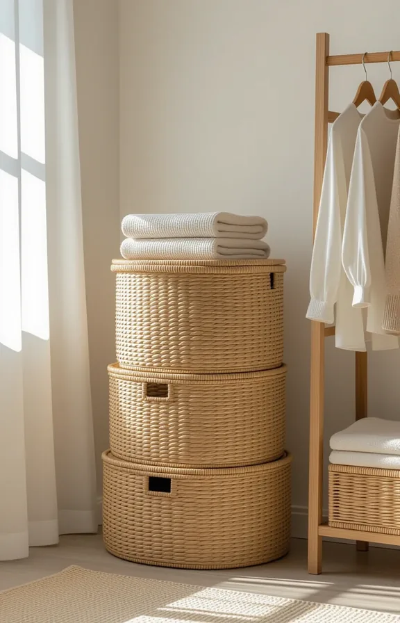 the corner bright bedroom showing tall stack three