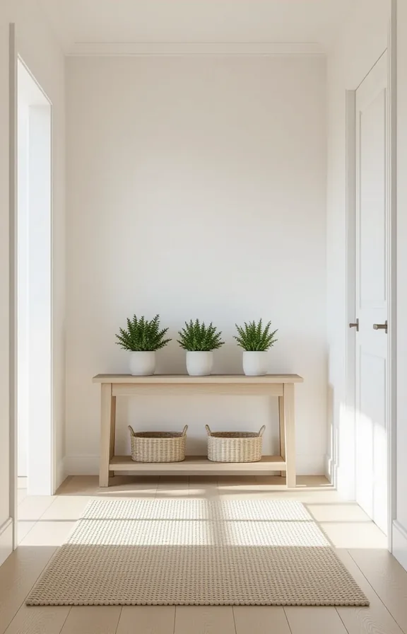 showing bare pale wood flooring meeting white walls