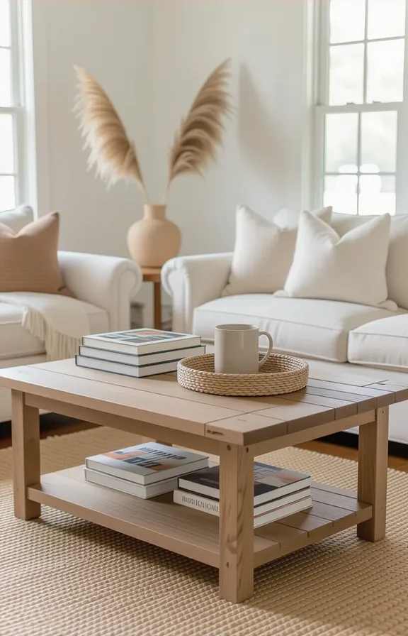 3/4 view shot solid wood coffee table found