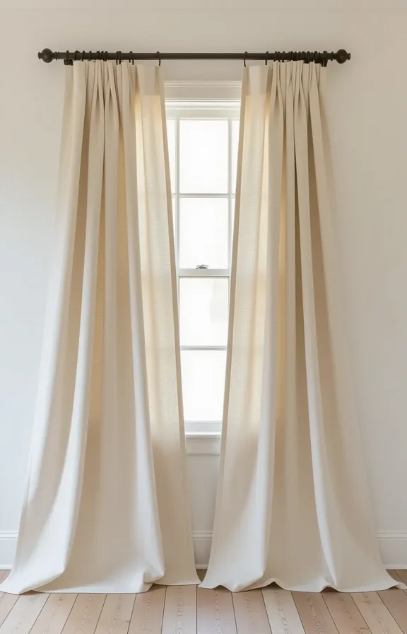 3/4 view shot floor-to-ceiling curtains made from heavyweight