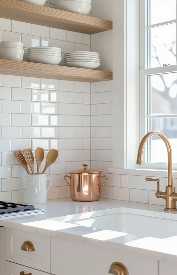 Medium shot kitchen backsplash area with large removable