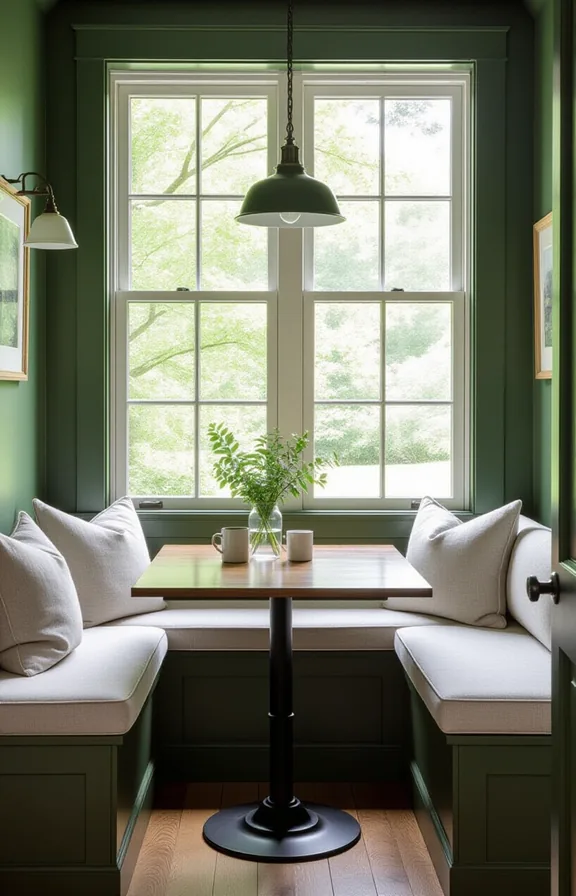 Medium shot cozy window nook small dining room