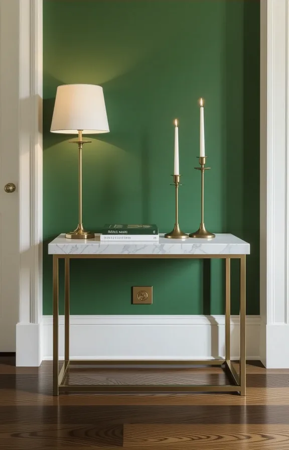 3/4 view shot slim freestanding console table with
