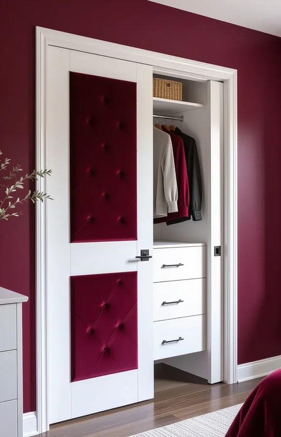 Medium shot peel-and-stick velvet fabric panels applied plain