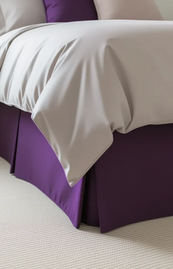 3/4 view jewel tone bed skirt deep plum