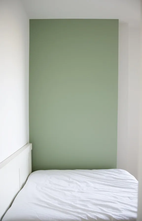 simple white bed, natural afternoon light, rental apartment