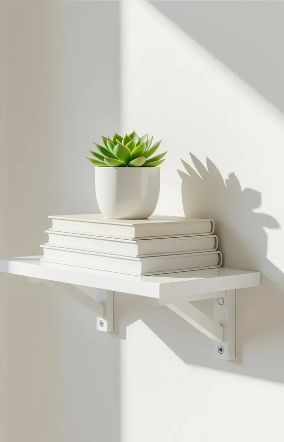 3/4 view set adhesive shelf brackets holding single