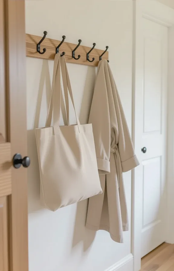 Medium shot set three over-the-door hooks made natural