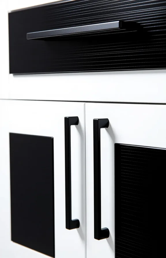 3/4 view flat-panel white rental kitchen cabinet door
