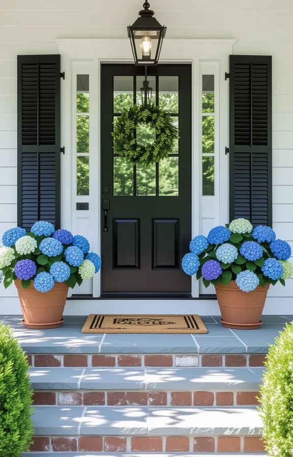 wide shot home's front entryway with painted black