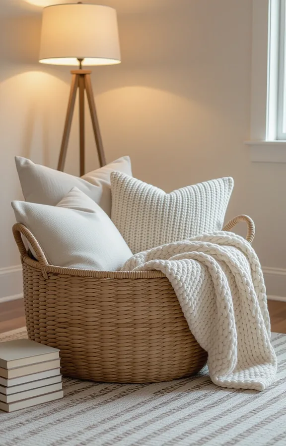 Textured Basket Ottoman Nest
