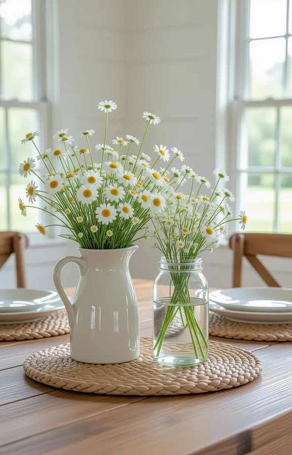 Three-quarter view simple ceramic pitcher and clear glass