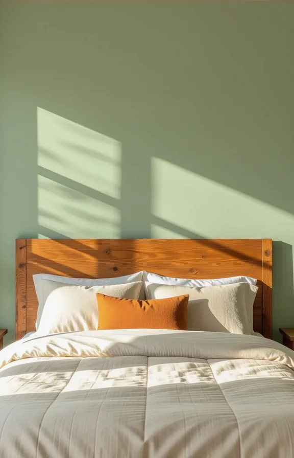 Medium shot rustic wooden headboard stained deep burnt